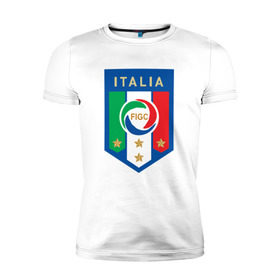 Мужская футболка премиум с принтом Сборная Италии , 92% хлопок, 8% лайкра | приталенный силуэт, круглый вырез ворота, длина до линии бедра, короткий рукав | 