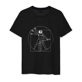 Мужская футболка хлопок с принтом Витрувианский человек , 100% хлопок | прямой крой, круглый вырез горловины, длина до линии бедер, слегка спущенное плечо. | архитектура | витрувианский человек | гитара | давични | музыка | рок