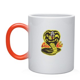 Кружка хамелеон с принтом Cobra Kai , керамика | меняет цвет при нагревании, емкость 330 мл | cobra | змея | кобра
