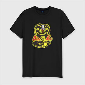 Мужская футболка премиум с принтом Cobra Kai , 92% хлопок, 8% лайкра | приталенный силуэт, круглый вырез ворота, длина до линии бедра, короткий рукав | cobra | змея | кобра