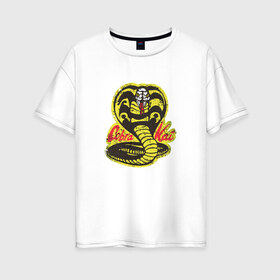 Женская футболка хлопок Oversize с принтом Cobra Kai , 100% хлопок | свободный крой, круглый ворот, спущенный рукав, длина до линии бедер
 | cobra | змея | кобра