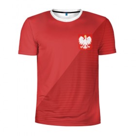 Мужская футболка 3D спортивная с принтом Польша форма гостевая 2018 , 100% полиэстер с улучшенными характеристиками | приталенный силуэт, круглая горловина, широкие плечи, сужается к линии бедра | 