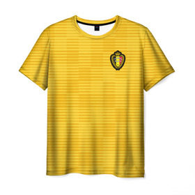 Мужская футболка 3D с принтом Сборная Бельгии Away 2018 , 100% полиэфир | прямой крой, круглый вырез горловины, длина до линии бедер | 