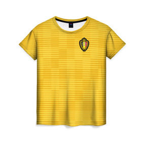 Женская футболка 3D с принтом Сборная Бельгии Away 2018 , 100% полиэфир ( синтетическое хлопкоподобное полотно) | прямой крой, круглый вырез горловины, длина до линии бедер | 