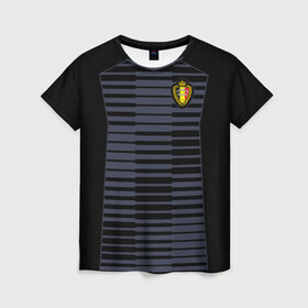 Женская футболка 3D с принтом Сборная Бельгии Goalkeeper 2018 , 100% полиэфир ( синтетическое хлопкоподобное полотно) | прямой крой, круглый вырез горловины, длина до линии бедер | 