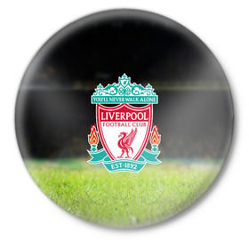 Значок с принтом LIVERPOOL ,  металл | круглая форма, металлическая застежка в виде булавки | football | soccer | ливерпуль