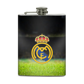 Фляга с принтом REAL MADRID , металлический корпус | емкость 0,22 л, размер 125 х 94 мм. Виниловая наклейка запечатывается полностью | football | soccer | реал мадрид