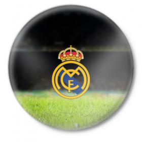 Значок с принтом REAL MADRID ,  металл | круглая форма, металлическая застежка в виде булавки | football | soccer | реал мадрид