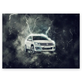 Поздравительная открытка с принтом Volkswagen Tiguan , 100% бумага | плотность бумаги 280 г/м2, матовая, на обратной стороне линовка и место для марки
 | tiguan | volkswagen