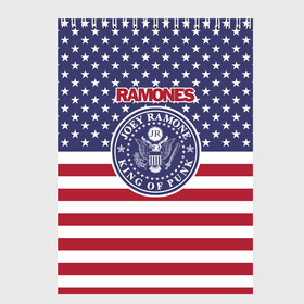 Скетчбук с принтом Ramones , 100% бумага
 | 48 листов, плотность листов — 100 г/м2, плотность картонной обложки — 250 г/м2. Листы скреплены сверху удобной пружинной спиралью | группа | панк | рамон | рамонес | рамоунз | рамоунс | рок | хард