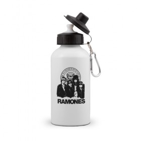 Бутылка спортивная с принтом Ramones , металл | емкость — 500 мл, в комплекте две пластиковые крышки и карабин для крепления | Тематика изображения на принте: 