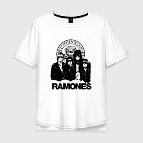 Мужская футболка хлопок Oversize с принтом Ramones , 100% хлопок | свободный крой, круглый ворот, “спинка” длиннее передней части | Тематика изображения на принте: 