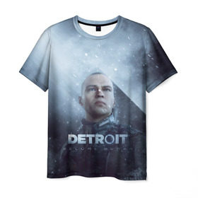 Мужская футболка 3D с принтом Detroit become human , 100% полиэфир | прямой крой, круглый вырез горловины, длина до линии бедер | dbh | detroit | gamer