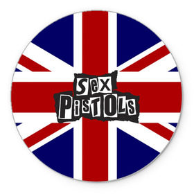 Коврик для мышки круглый с принтом Sex Pistols , резина и полиэстер | круглая форма, изображение наносится на всю лицевую часть | англия | британия | панк | флаг