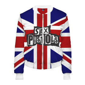 Женский бомбер 3D с принтом Sex Pistols , 100% полиэстер | застегивается на молнию, по бокам два кармана без застежек, мягкие манжеты, по низу бомбера и на воротнике — эластичная резинка | англия | британия | панк | флаг