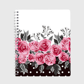 Тетрадь с принтом Rose Trend , 100% бумага | 48 листов, плотность листов — 60 г/м2, плотность картонной обложки — 250 г/м2. Листы скреплены сбоку удобной пружинной спиралью. Уголки страниц и обложки скругленные. Цвет линий — светло-серый
 | flowers | hipster | rose | swag | trend | мода | розы | стиль | стильная | цветы