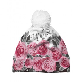 Шапка 3D c помпоном с принтом Rose Trend , 100% полиэстер | универсальный размер, печать по всей поверхности изделия | Тематика изображения на принте: flowers | hipster | rose | swag | trend | мода | розы | стиль | стильная | цветы