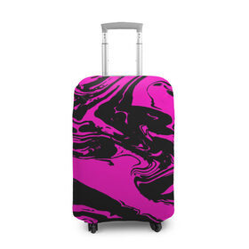 Чехол для чемодана 3D с принтом Черно розовый акрил , 86% полиэфир, 14% спандекс | двустороннее нанесение принта, прорези для ручек и колес | волна | естественный | искусство | камень | краска | красочный | линии | модерн | мокрый | натуральный | яркие