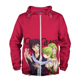 Мужская ветровка 3D с принтом Code Geass - Lelouch and C.C. , 100% полиэстер | подол и капюшон оформлены резинкой с фиксаторами, два кармана без застежек по бокам, один потайной карман на груди | Тематика изображения на принте: 