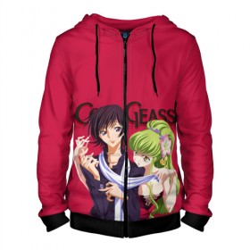 Мужская толстовка 3D на молнии с принтом Code Geass - Lelouch and C.C. , 100% полиэстер | длина до линии бедра, манжеты и пояс оформлены мягкой тканевой резинкой, двухслойный капюшон со шнурком для регулировки, спереди молния, по бокам два кармана | 