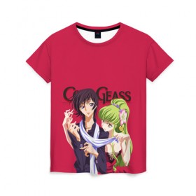 Женская футболка 3D с принтом Code Geass - Lelouch and C.C. , 100% полиэфир ( синтетическое хлопкоподобное полотно) | прямой крой, круглый вырез горловины, длина до линии бедер | 