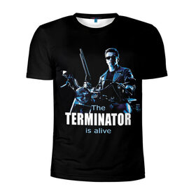 Мужская футболка 3D спортивная с принтом Terminator alive , 100% полиэстер с улучшенными характеристиками | приталенный силуэт, круглая горловина, широкие плечи, сужается к линии бедра | Тематика изображения на принте: arnold schwarzenegger | арнольд шварценеггер | киборг | кино | терминатор