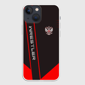 Чехол для iPhone 13 mini с принтом Wrestler ,  |  | Тематика изображения на принте: борец | борьба | геометрия | красный | россия | рф | черный