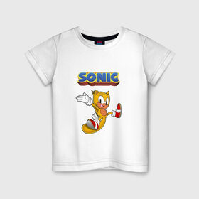 Детская футболка хлопок с принтом Sonic , 100% хлопок | круглый вырез горловины, полуприлегающий силуэт, длина до линии бедер | Тематика изображения на принте: hedgehog | knuckles | sega | sonic | super | tails | ёжик | ехидна | лисенок | лисица | наклз | сега | соник | супер | суперёжик | тэилз | тэилс