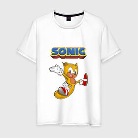 Мужская футболка хлопок с принтом Sonic , 100% хлопок | прямой крой, круглый вырез горловины, длина до линии бедер, слегка спущенное плечо. | hedgehog | knuckles | sega | sonic | super | tails | ёжик | ехидна | лисенок | лисица | наклз | сега | соник | супер | суперёжик | тэилз | тэилс
