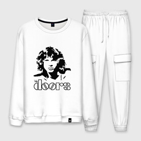 Мужской костюм хлопок с принтом The Doors , 100% хлопок | на свитшоте круглая горловина, мягкая резинка по низу. Брюки заужены к низу, на них два вида карманов: два “обычных” по бокам и два объемных, с клапанами, расположенные ниже линии бедра. Брюки с мягкой трикотажной резинкой на поясе и по низу штанин. В поясе для дополнительного комфорта — широкие завязки | Тематика изображения на принте: jim morrison | группа | двери | джим моррисон | дорз | дорс | зе дорс