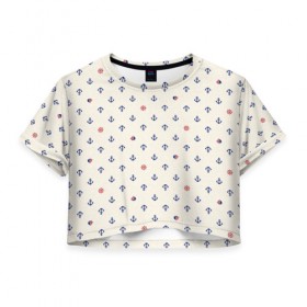 Женская футболка 3D укороченная с принтом Морячок , 100% полиэстер | круглая горловина, длина футболки до линии талии, рукава с отворотами | море | моряк