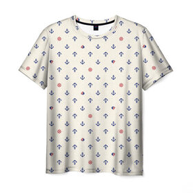 Мужская футболка 3D с принтом Морячок , 100% полиэфир | прямой крой, круглый вырез горловины, длина до линии бедер | море | моряк
