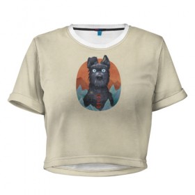 Женская футболка 3D укороченная с принтом Остров собак Шеф , 100% полиэстер | круглая горловина, длина футболки до линии талии, рукава с отворотами | Тематика изображения на принте: 