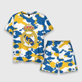 Мужской костюм с шортами 3D с принтом Real Madrid ,  |  | football | logo | real madrid | spain | sport | арт | испания | камуфляж | лига | лого | милитари | реал | спорт | текстура | фк | футбол | футбольный клуб | эмблема