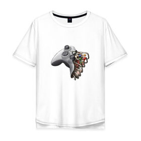 Мужская футболка хлопок Oversize с принтом joystick , 100% хлопок | свободный крой, круглый ворот, “спинка” длиннее передней части | 