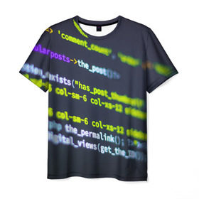 Мужская футболка 3D с принтом Программирование PHP , 100% полиэфир | прямой крой, круглый вырез горловины, длина до линии бедер | 