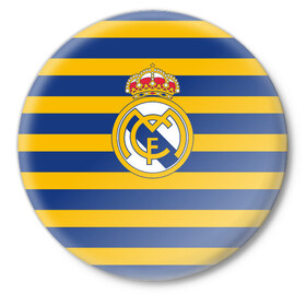 Значок с принтом REAL MADRID ,  металл | круглая форма, металлическая застежка в виде булавки | 