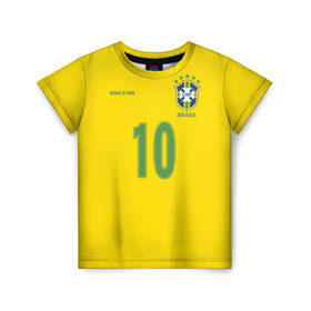 Детская футболка 3D с принтом Роналдиньо , 100% гипоаллергенный полиэфир | прямой крой, круглый вырез горловины, длина до линии бедер, чуть спущенное плечо, ткань немного тянется | Тематика изображения на принте: brasil | brazilian | footbal | national | ronaldinho | soccer | time | бразилии | бразилия | национальная | по | роналдиньо | рональдиньо | сборная | футбол | футболу
