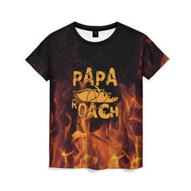 Женская футболка 3D с принтом Papa Roach , 100% полиэфир ( синтетическое хлопкоподобное полотно) | прямой крой, круглый вырез горловины, длина до линии бедер | papa roach | roach | папа роач | папароач | папароч | роач | роч