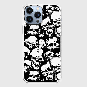 Чехол для iPhone 13 Pro Max с принтом черепа ,  |  | skull | паттерн | черно белый