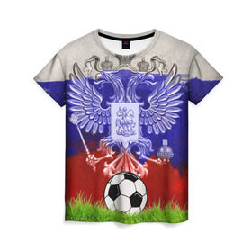 Женская футболка 3D с принтом Сборная России , 100% полиэфир ( синтетическое хлопкоподобное полотно) | прямой крой, круглый вырез горловины, длина до линии бедер | football | sport | россия | сборная | триколор | флаг россии | футбол | футбольный мяч