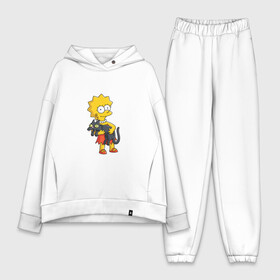 Женский костюм хлопок Oversize с принтом Лиза Симпсон ,  |  | bart | family | homer | lisa | school | simpsons | springfield | анимация | барт | гомер | желтый | комедия | лентяй | лиза | мардж | мульт | мультфильм | мэгги | отец | пончик | ребенок | родители | семья | сериал | симпсоны | смех