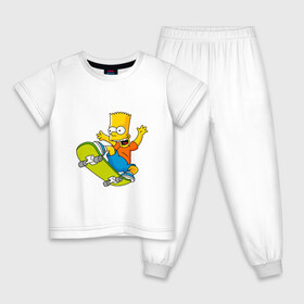 Детская пижама хлопок с принтом Bart Simpson , 100% хлопок |  брюки и футболка прямого кроя, без карманов, на брюках мягкая резинка на поясе и по низу штанин
 | bart | family | homer | lisa | school | simpsons | springfield | анимация | барт | гомер | желтый | комедия | лентяй | лиза | мардж | мульт | мультфильм | мэгги | отец | пончик | ребенок | родители | семья | сериал | симпсоны | смех