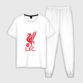 Мужская пижама хлопок с принтом FC Liverpool , 100% хлопок | брюки и футболка прямого кроя, без карманов, на брюках мягкая резинка на поясе и по низу штанин
 | liverpool | англия | ливерпуль | лига чемпионов | чемпионат