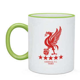 Кружка двухцветная с принтом Liverpool FC , керамика | объем — 330 мл, диаметр — 80 мм. Цветная ручка и кайма сверху, в некоторых цветах — вся внутренняя часть | liverpool | ливерпуль | лига чемпионов | спорт | футбол | чемпионат