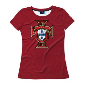 Женская футболка 3D с принтом Сборная Португалии , 100% полиэфир ( синтетическое хлопкоподобное полотно) | прямой крой, круглый вырез горловины, длина до линии бедер | 