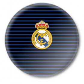 Значок с принтом Реал Мадрид ,  металл | круглая форма, металлическая застежка в виде булавки | лого | полосы | реал мадрид | эмблема