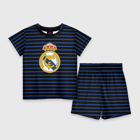 Детский костюм с шортами 3D с принтом Реал Мадрид ,  |  | Тематика изображения на принте: лого | полосы | реал мадрид | эмблема