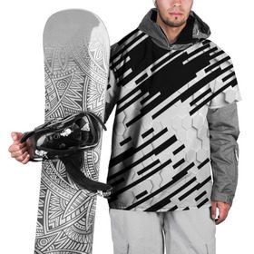 Накидка на куртку 3D с принтом HEXAGON - Black and White , 100% полиэстер |  | 