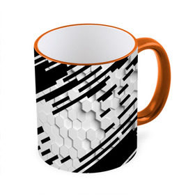 Кружка 3D с принтом HEXAGON - Black and White , керамика | ёмкость 330 мл | Тематика изображения на принте: 